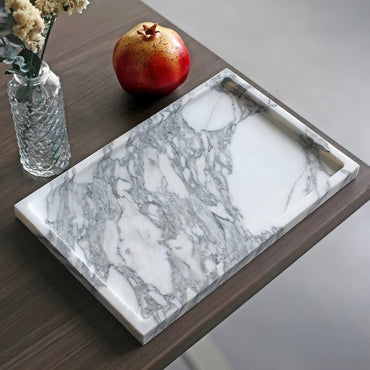 30x20x1.8CM Luxury Calacatta Viola Arabescato Natural Marble Stone Catchall Tray Carving Rectangular Storage Dish Home Decor