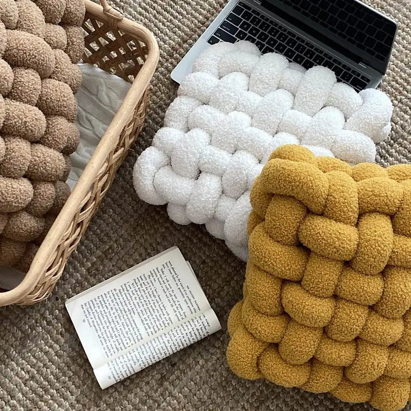 Nordic INS Lamb Velvet Square Woven Chair Pad Sofa  Cuion Plu Pillow Decorative Bay Window Pad Office Area Coffee op