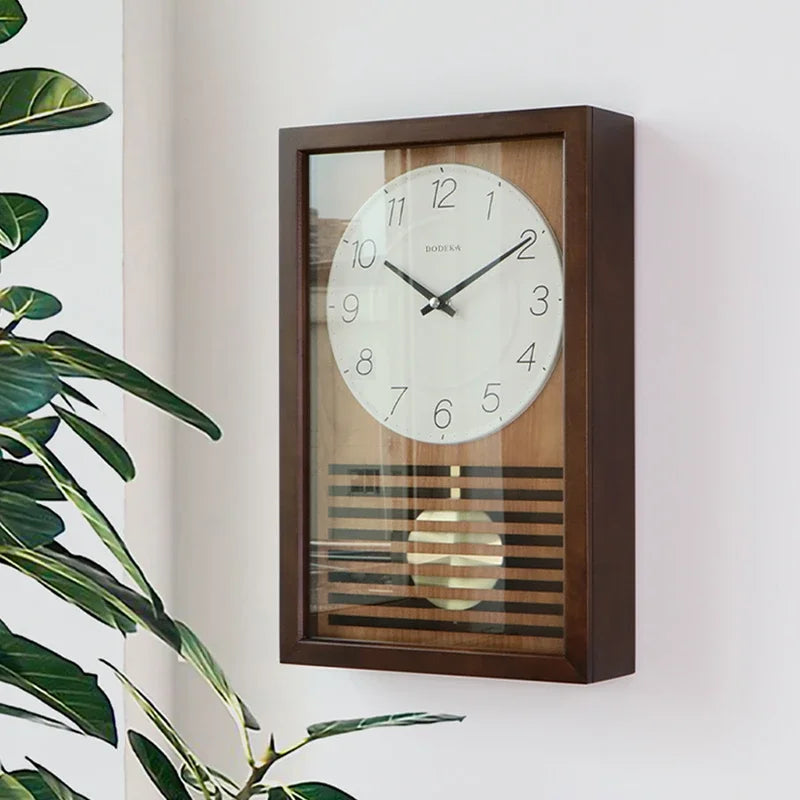 Wood Retro Wall Clock Living Room Pendulum Clocks Vintage Art Watches Rectangle Creative Desk Watch Room Design Home Decoration