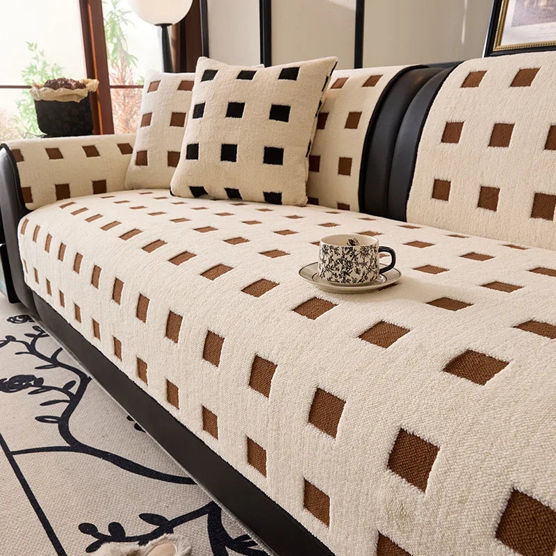 EIFLOY-Winter Plush Sofa Cover 3 Seater, 4 Seat, Covers for Armchairs, Velvet Couch Slipcover, Non-slip, Furniture Protector