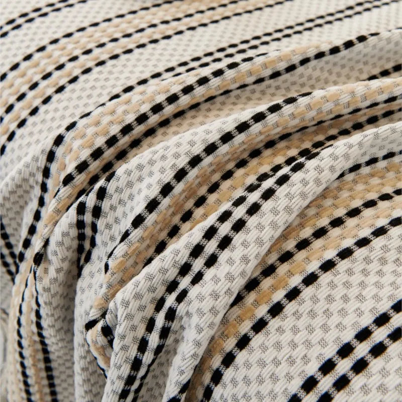 Cat Scratch Resistant Dustproof Sofa Cushion Universal Striped Pattern Sofa Blanket Mat All-Season Chenille Sofa Cover Slipcover