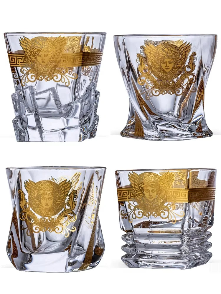 Painted Gold Glass Whisky Medusa Head Wine Glass Cup Foreign Wine Glass Multi-function Beer Glass Water Glass