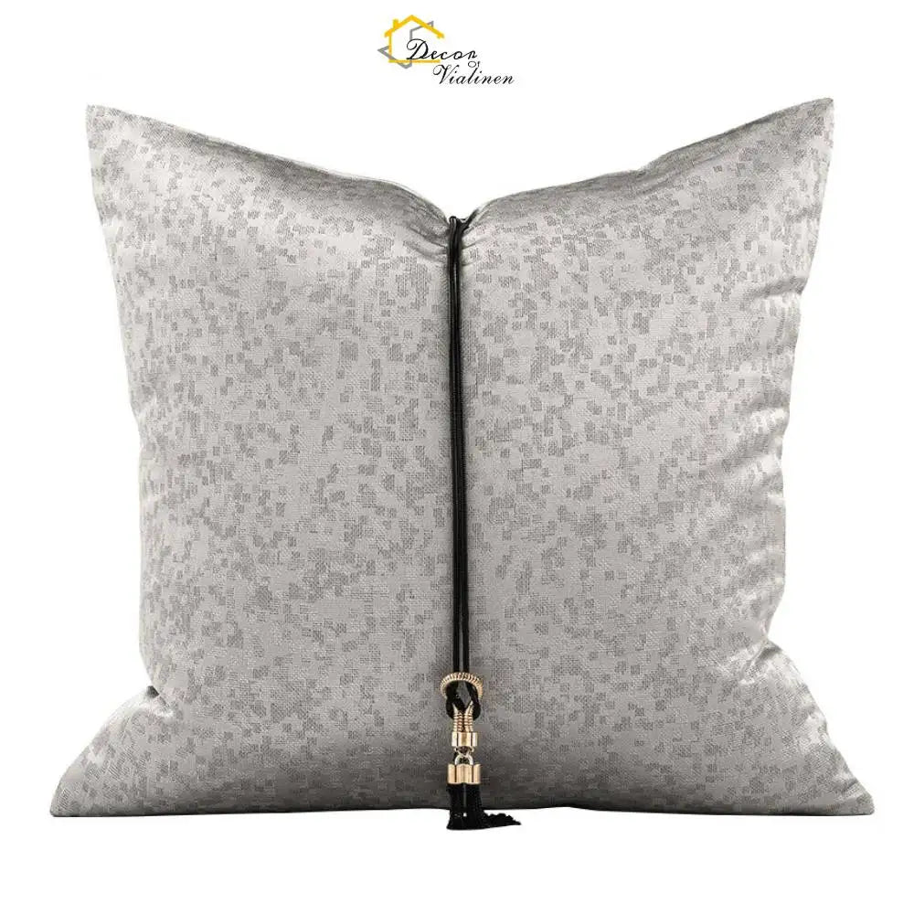 1pc Arabic Macrame Pillow Cover with Tassel, Luxury Jacquard Cushion Cover Gray, Sofa Pillow for Home Hotel Decor