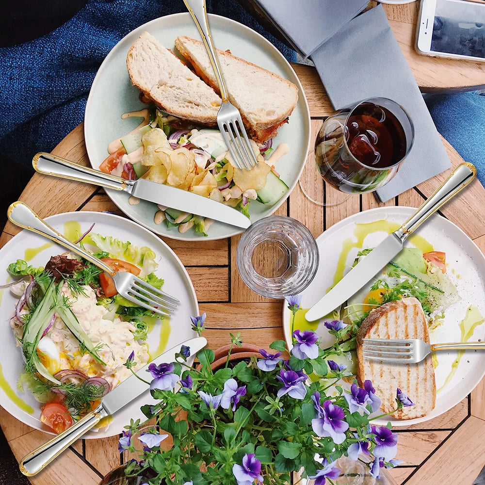 24 Piece Flatware Cutlery Set for 6 18/10 Stainless Steel Silverware Mirror Polished for Housewarming Restaurant Wedding Party