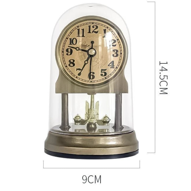 Vintage Table Clock Living Room Desk Clocks Aesthetic Decorative Tabletop Watch Silent Desktop Watches with Clear Clock Cover