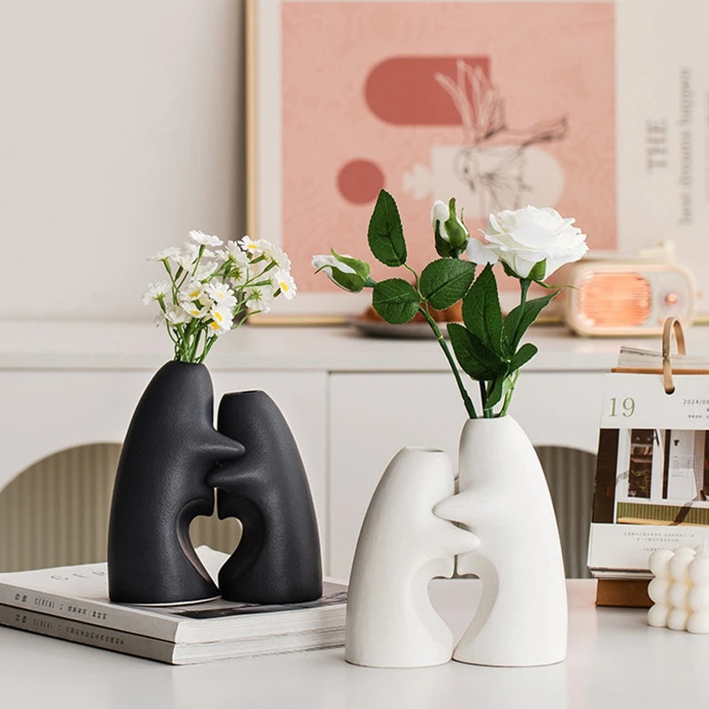 Art Hug Ceramics Vase Japanese Style Ceramics Vase Desktop Ornament Vase Flower Arrangement Vase Modern Table Decorative Vase