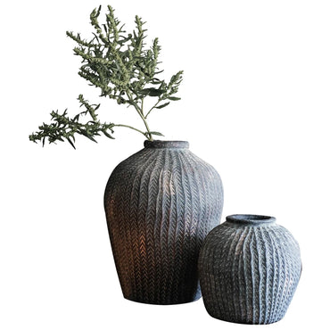 Vase Ceramic Underglaze Art Antique Jar Simple Antique Texture Flower Pot Desktop Decoration Display Prop New Chinese Style 1pc