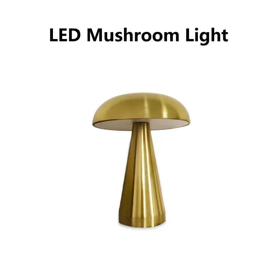 Retro Mushroom LED Table Lamp Touch Sensor Bedside Lamp Rechargeable Reading Lights For Bedroom Restaurant Bar Decor Lighting