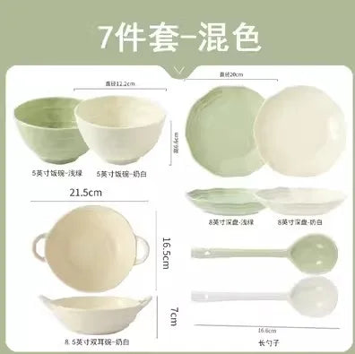 Cream style bowl and plate set, a particularly beautiful new type of bowl, couple tableware set