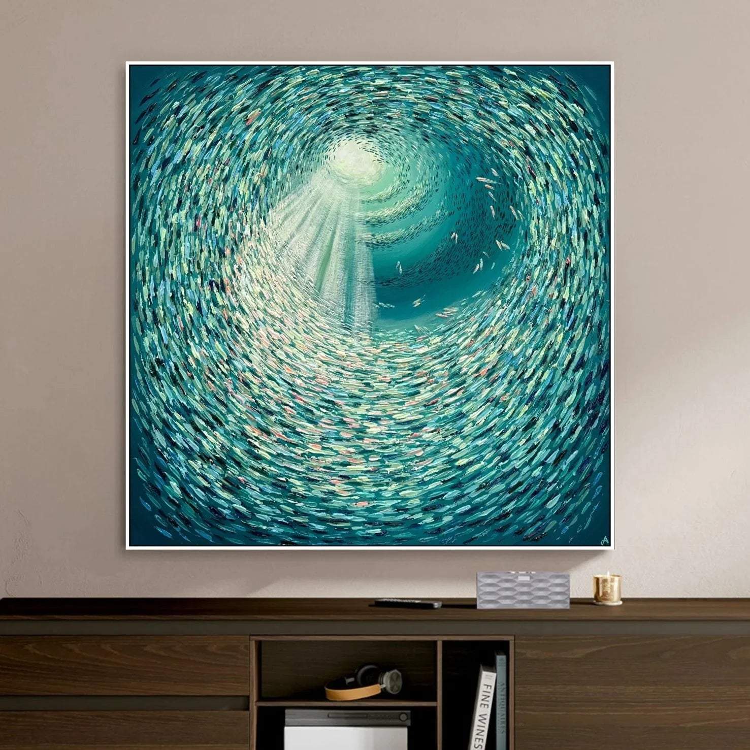 Thick Textured Knife Painted Fish Vortex Painting Pic 100% Handmade Abstract Oil Painting Canvas Wall Art For Home Decoration