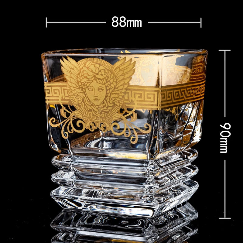 Painted Gold Glass Whisky Medusa Head Wine Glass Cup Foreign Wine Glass Multi-function Beer Glass Water Glass