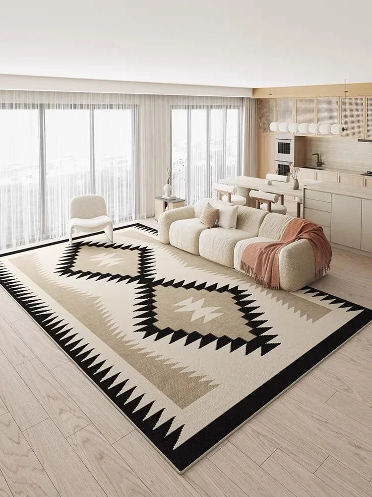 VIKAMA French Vintage Loop Pile Carpet Light Luxury Modern High-class Cream Style Home Bedroom Bedside Mat Coffee Table Rug