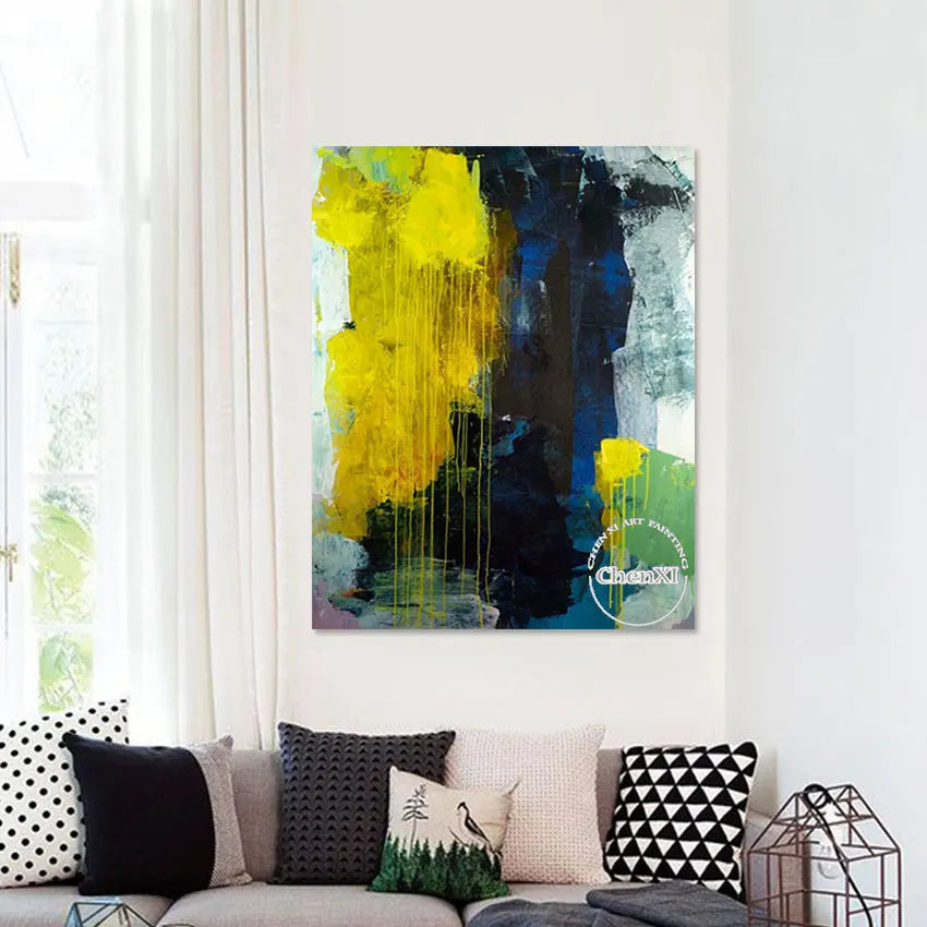 Large Size Office Wall Showpieces Luxury Decors Art Mural On Canvas Hand-painted Colors Painting Artwotk Panel Set For Hotel