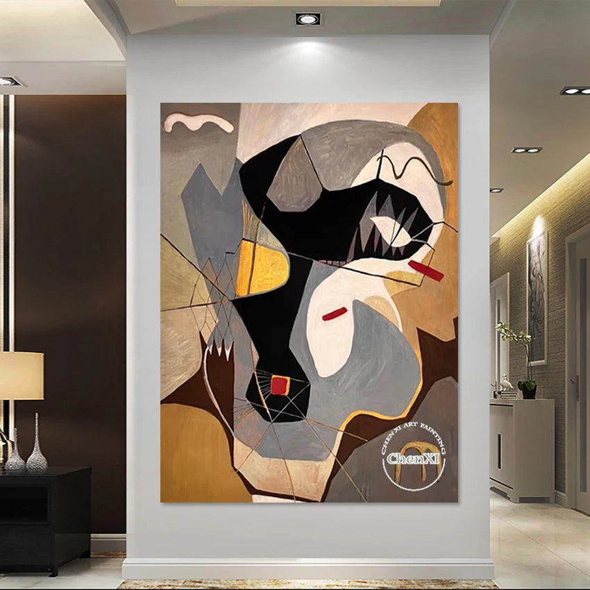 Modern Canvas Wall Figure Picture Large Size Black And Gray Art Textured Oil Paintings No Framed Abstract Sleeping Room Decor