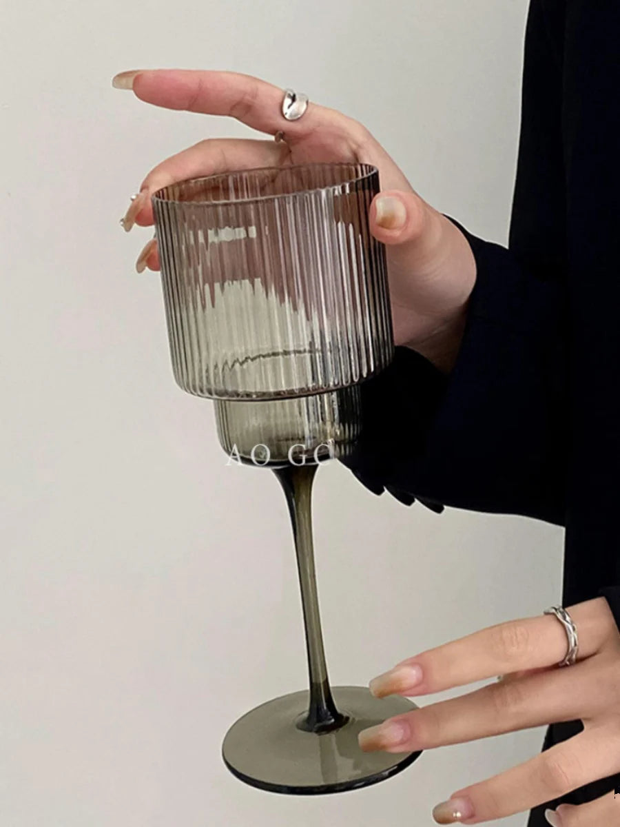 French Vintage Vertical Glass Goblet Creative Red Wine Glass Cup Champagne Glass Home Juice Glass Dessert Wine Glass Grape Wine