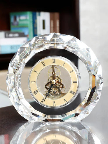 Modern Desk Clock Brief Silent Round Desk Clock Vintage Transparent Clocks Quartz Luxury Aesthetic Clocks Battery Home Decor