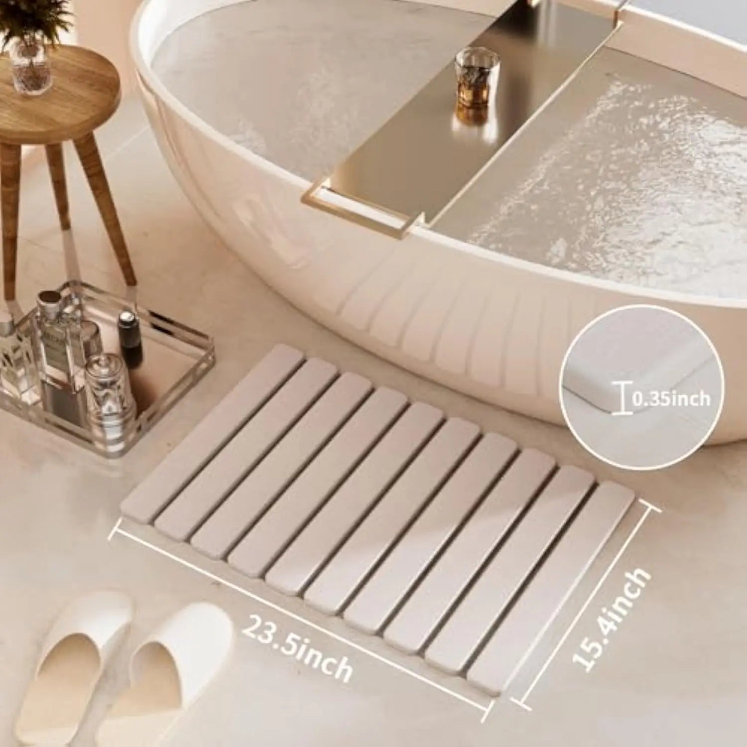 Quick Dry Stone Bathroom Mat Luxury Foldable Bathroom Rug Super Absorbent Bath Mats Non Slip Diatomaceous Earth Diatomite Mat