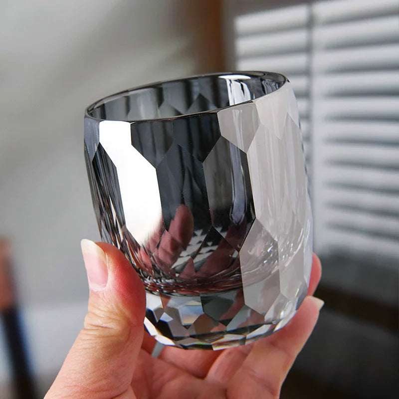 Japanese Handmade Carved Crystal Glass Whisky Glasses, Household Foreign Wine Glasses, Water Glasses, Gift Collection, 200ml