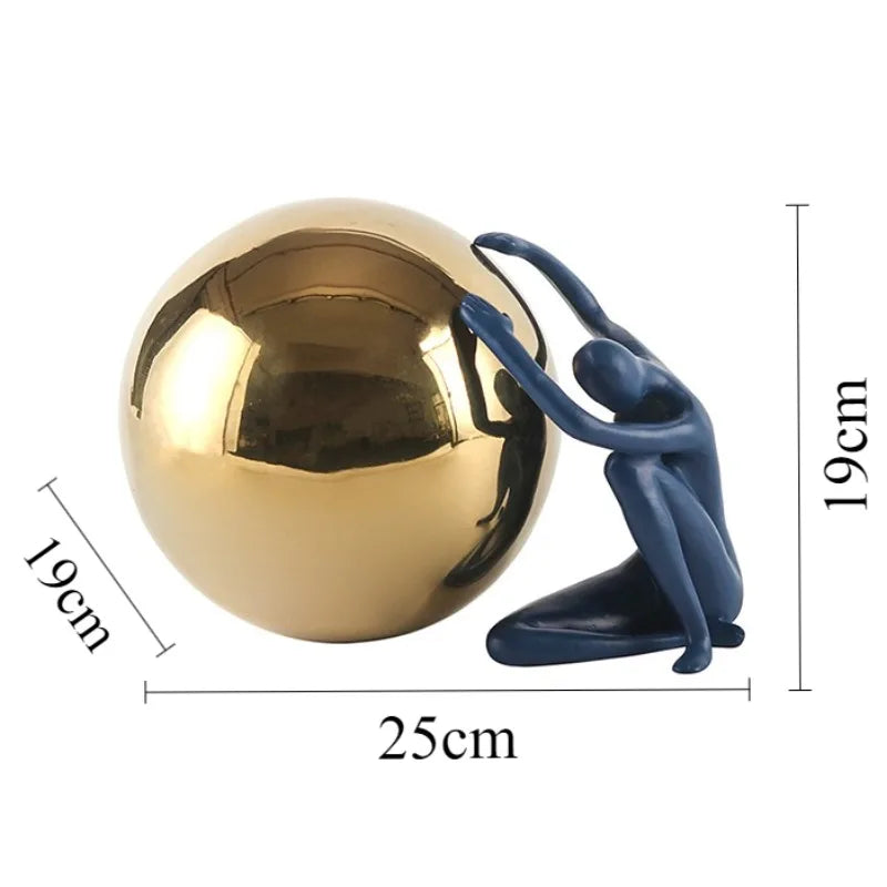 Holding Ball Sculptures Nordic Figurines Creative Modern Figure Sculpture Luxury Aesthetic Figurine Living Room Decorations