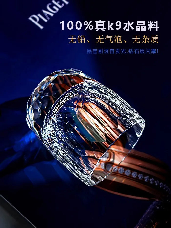 Japanese Handmade Carved Crystal Glass Whisky Glasses, Household Foreign Wine Glasses, Water Glasses, Gift Collection, 200ml