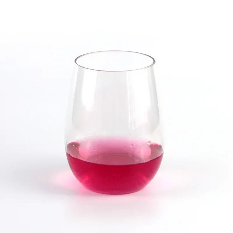 12PCS Stemless Dispossable Wine Glasses 16 Ounce Smooth Rim Plastic Tumblers for Red White Wine Juices Water Dishwasher Safe