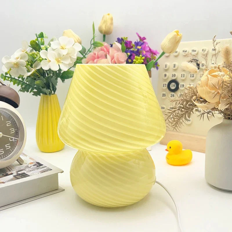 Glass Table Lamp Mushroom Desk Lamps Bedroom Bedside Desktop Decorative Room Night Light Modern Minimalist Atmosphere Led Lights