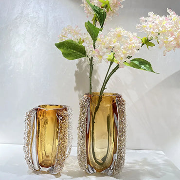 Modern Light Luxury Amber Glazed Art Vase Decoration Living Room Decoration porch Table Top Flower Arrangement Decoration