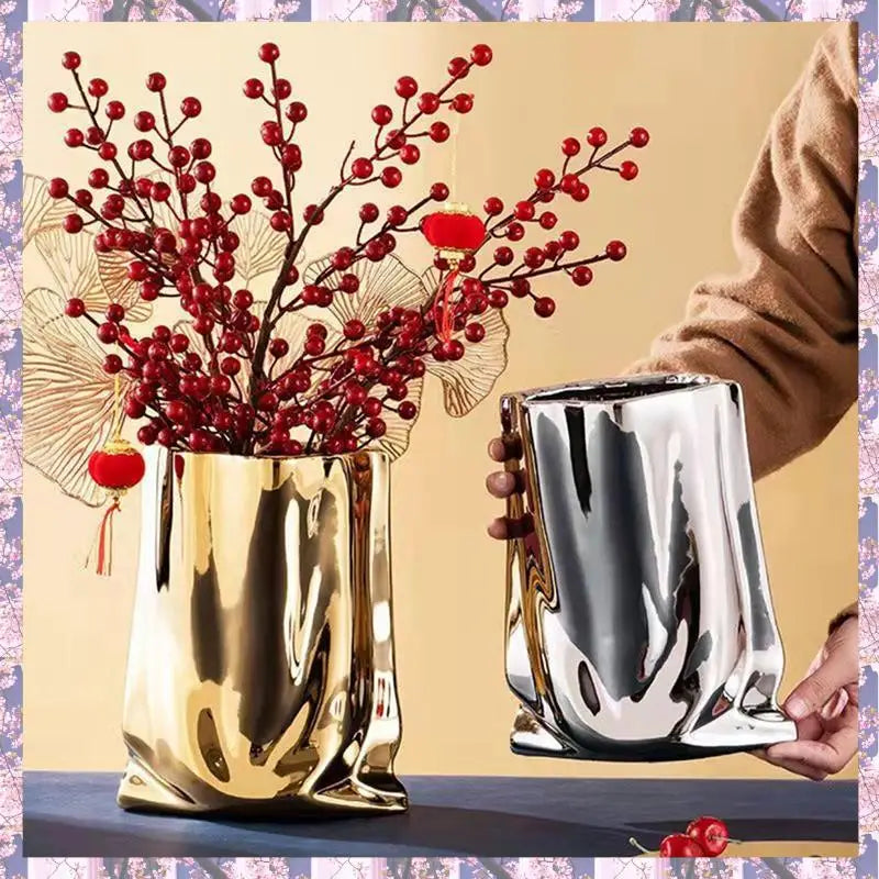 2025 Trend Nordic  Electroplating Vases Flower Vase For Living Room Home Decoration Ornament Flower Arrangement Flower Po