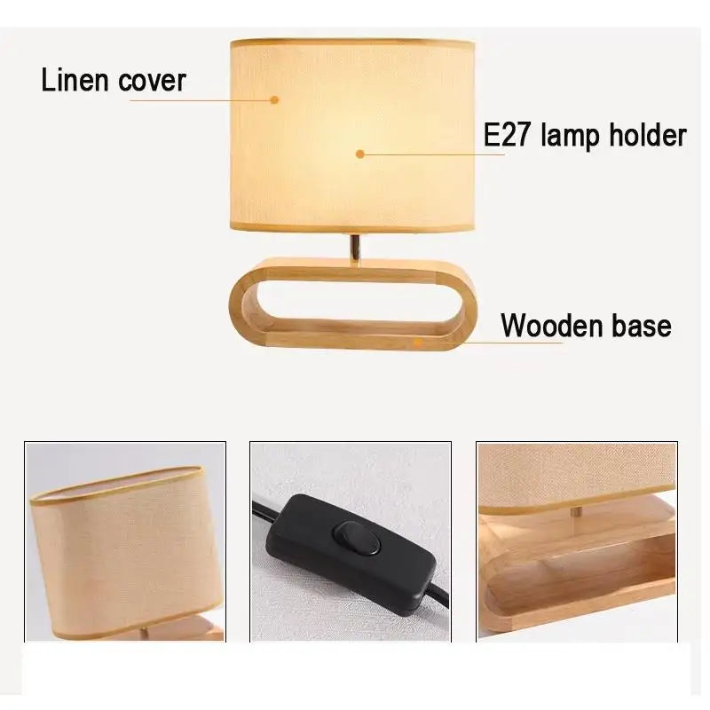 OUDELADI Robot Shape Wooden Table Lamp Modern Cloth Art Wood Desk Table Lamp Decor Luminaires Parlor Study Bedroom Night Light