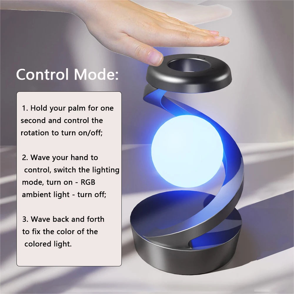 Floating Levitation Globe LED Lamp Novelty Ball Light  Wireless Charger Decorative Light for Bedroom/office Home Decor Lamps