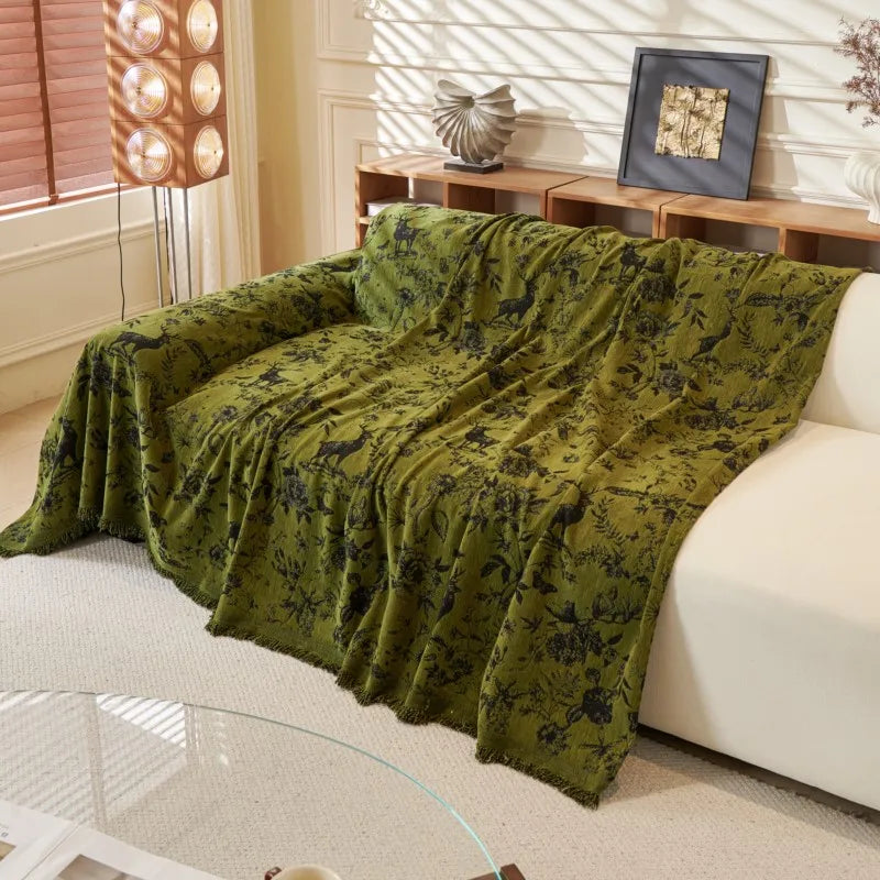 25 All-Season Chenille Sofa Cover Slipcover Cat Scratch Resistant Dustproof Sofa Cushion Universal Flower Sofa Blanket Protector