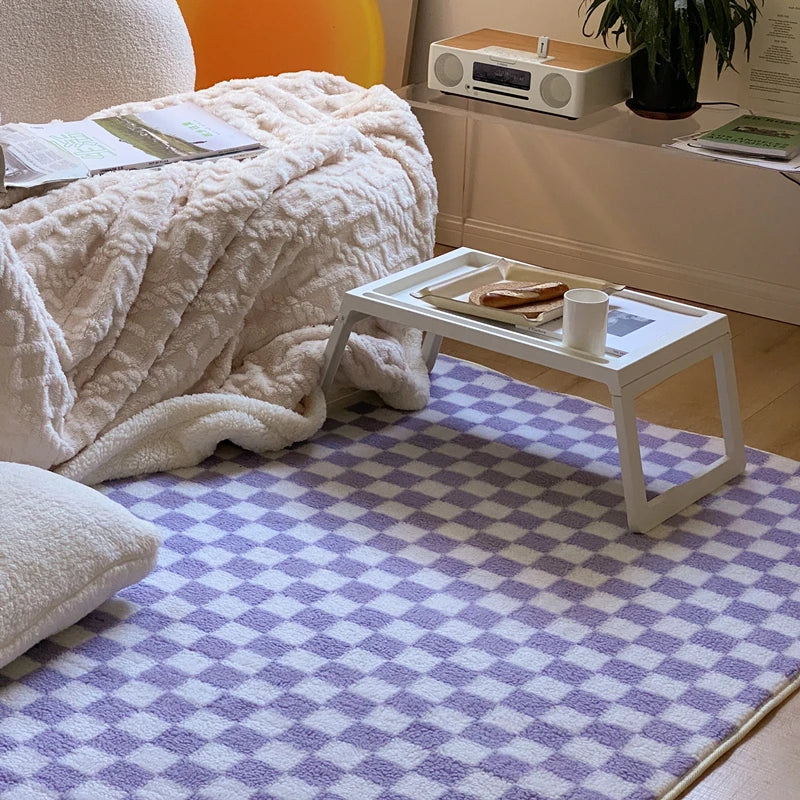 Japanese Style Carpets for Living Room Minimalist Bedroom Decor Plaid Carpet Checkerboard Lounge Rug Large Area Plush Floor Mat