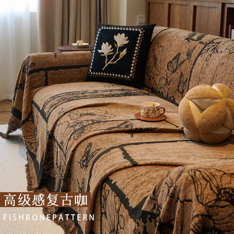 Vintage Four Seasons Sofa Cover Double Sided Couch Cover Blanket Simple Cushion Sofa Towel Fashion Beach Picnic Mat