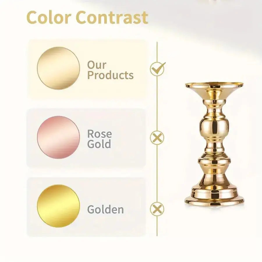 2 Pcs Candle Holders Gold Metal Pillar Candle Holders, Wedding Centerpieces Candlestick Holders Candles Stand Decoration