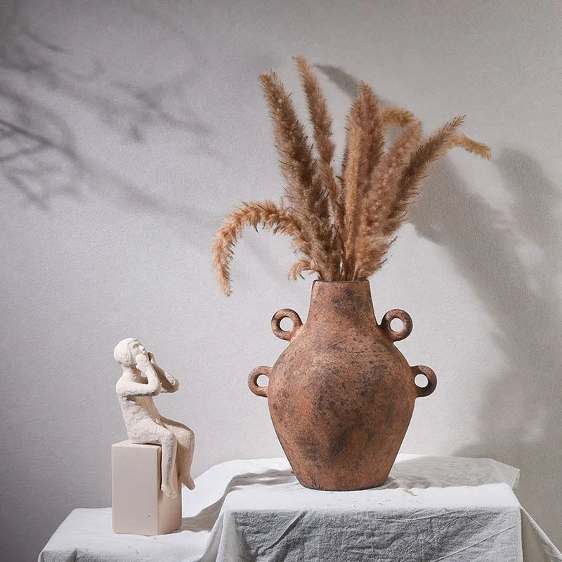 Ceramic vases, vintage vintage rough pottery art flower arrangement vases, home ornaments, earthenware jars