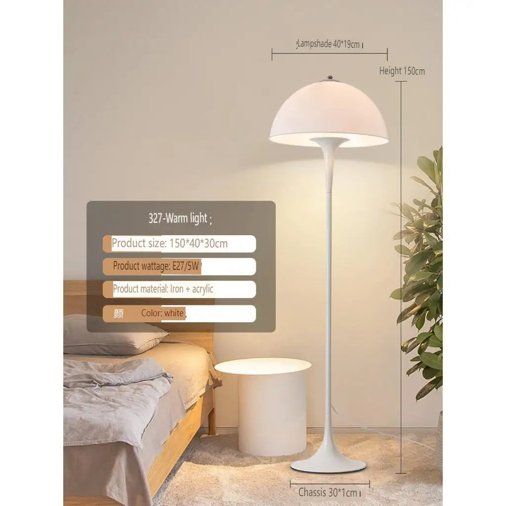 Danish Designer Cream Style White Floor Lamp Personalized Ins Simple Study Living Room Bedroom Bedside Mushroom Table Led Lights