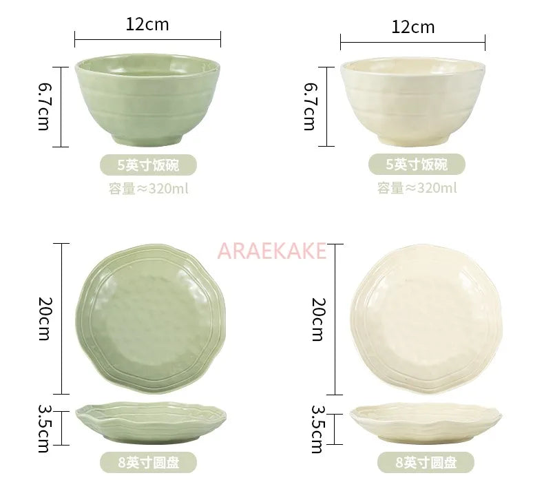 Cream style bowl and plate set, a particularly beautiful new type of bowl, couple tableware set