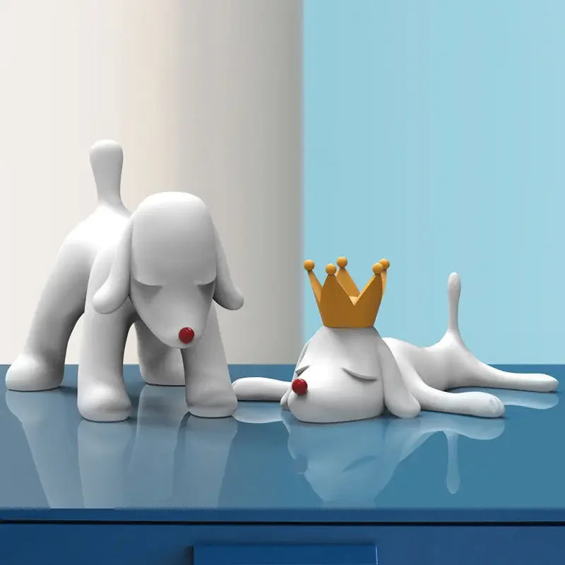 Creative Dog Figurines Art Modern Nordic Miniatures Sculpture Aesthetic Elegant Sculptures Lonesome Dog Figurine Table Decor