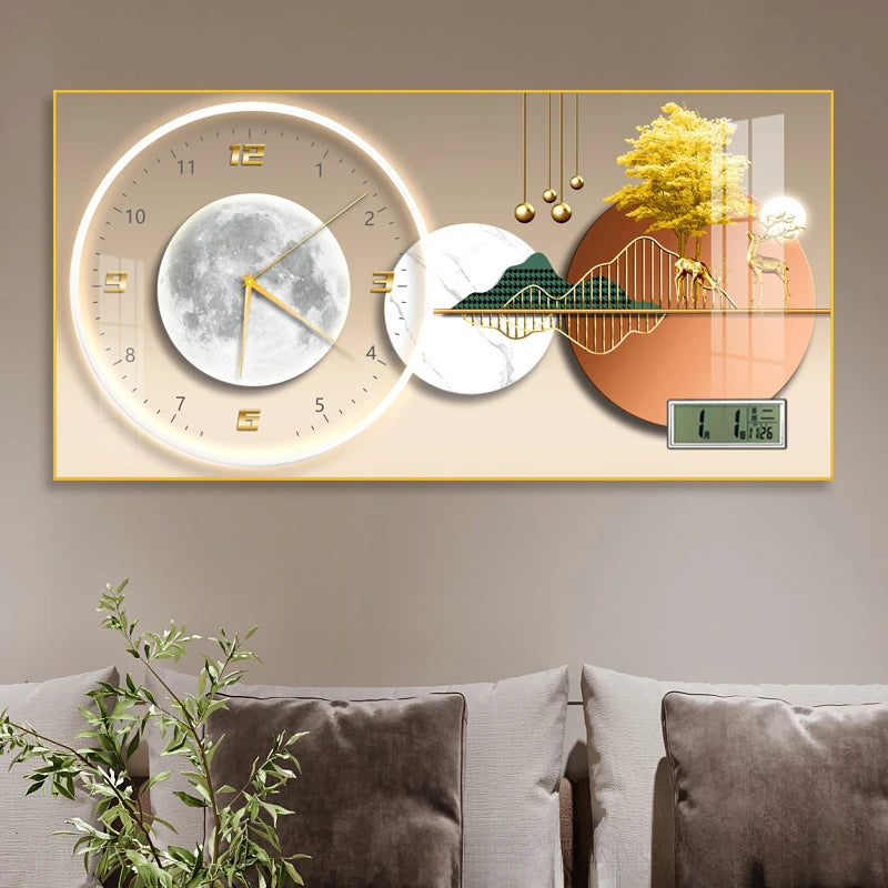 Simple modern fashion aluminum wall clock clock with temperature calendar clock