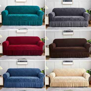 1 Piece Set Sea Wave Skirt Stretch Sofa Cover Non-slip Full Cover Dust Cover Bedroom Living Room Home Decoration 2/3/4 People