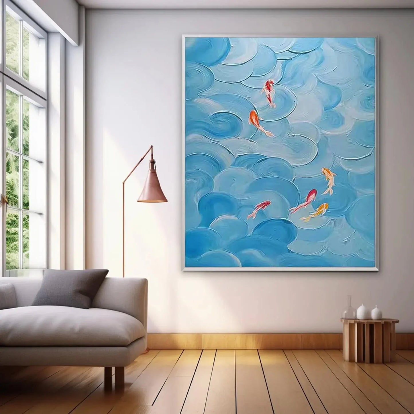Chinese Fish Picture 100% Hand Painted Modern Abstract Oil Painting On Canvas Wall Art For Living Room Home Decoration No Frame