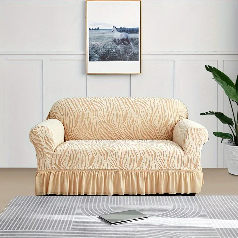 1 Piece Set Sea Wave Skirt Stretch Sofa Cover Non-slip Full Cover Dust Cover Bedroom Living Room Home Decoration 2/3/4 People