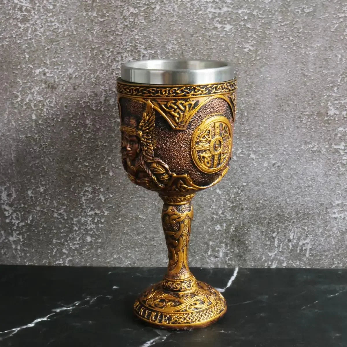 Odin Wine Glass Goddess Resin Stainless Steel Goblet Nordic Mythology Cocktail Glasses Viking Whiskey Cup Thor Pub Bar Drinkware