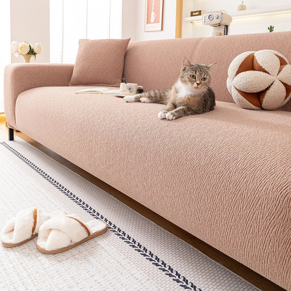 1pcs Simple Solid Chenille Sofa Cushion 4 Season Universal Integrated Elastic Non Slip All Inclusive Couch Cover Mat