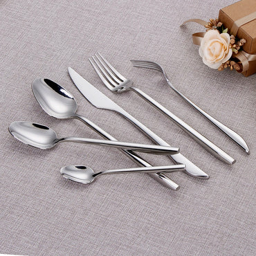 6/16/20/24/28Pcs Cutlery Set Stainless Steel 304 Tableware Mirror Sliver Dinner Set Western Knife Fork Spoon Elegant Flatware