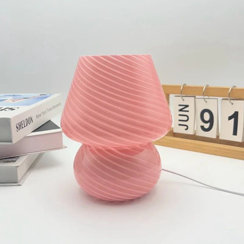 Glass Table Lamp Mushroom Desk Lamps Bedroom Bedside Desktop Decorative Room Night Light Modern Minimalist Atmosphere Led Lights