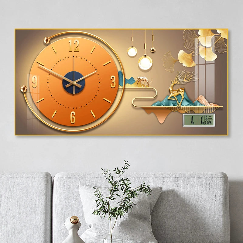 Simple modern fashion aluminum wall clock clock with temperature calendar clock