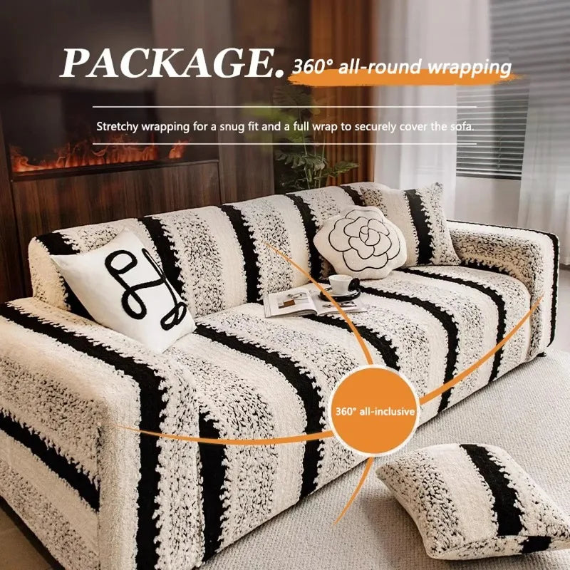 Stretchable velvet sofa cover, furniture protection, non-slip, universal, 1 2 3 4 seats.