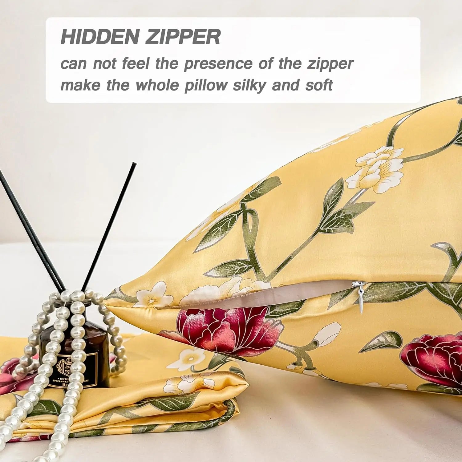 100% Both Sides Pure Natural Mulberry Silk Pillowcase with Zipper Closure  Soft and Cooling Silk Pillow Cases