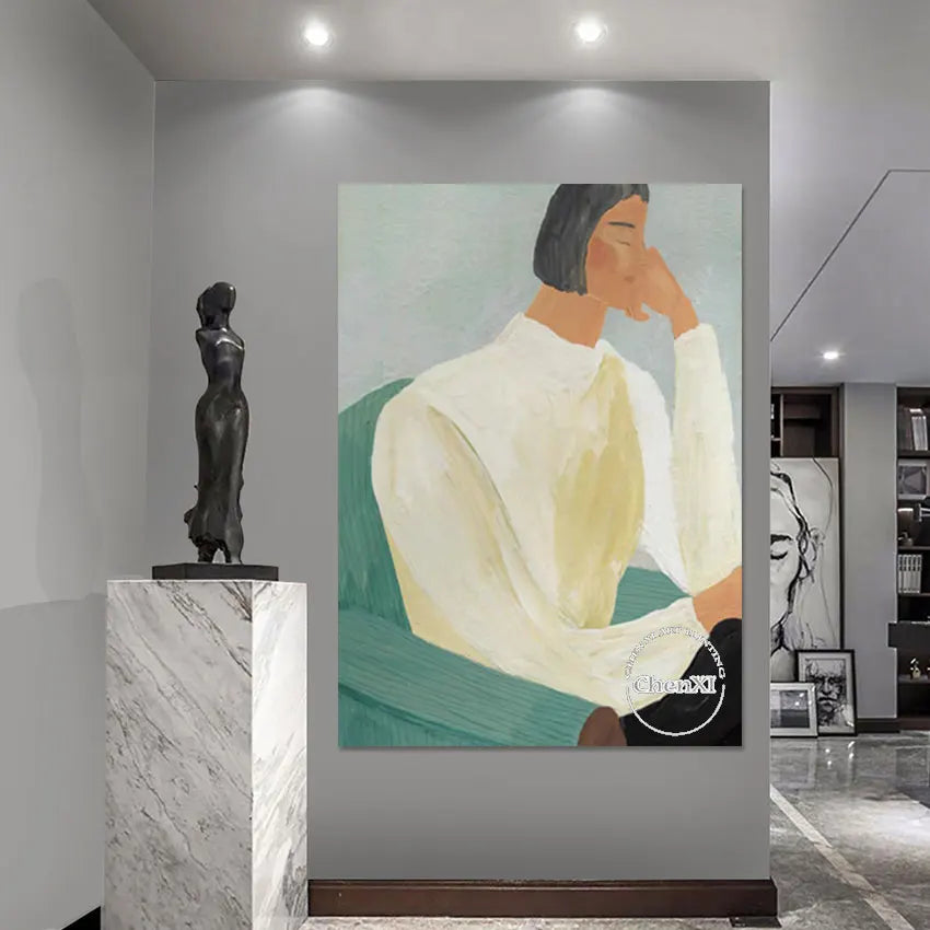 Hotel Room Decor Cartoon Figure Poster Art Hand-painted Abstract Wall Hangings Oil Painting Luxury Decorative Item Artwork